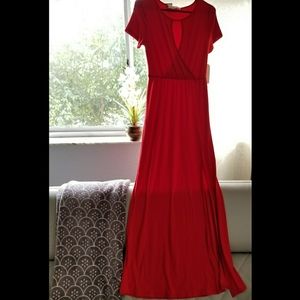 Solid Split Side Red Dress NWOT